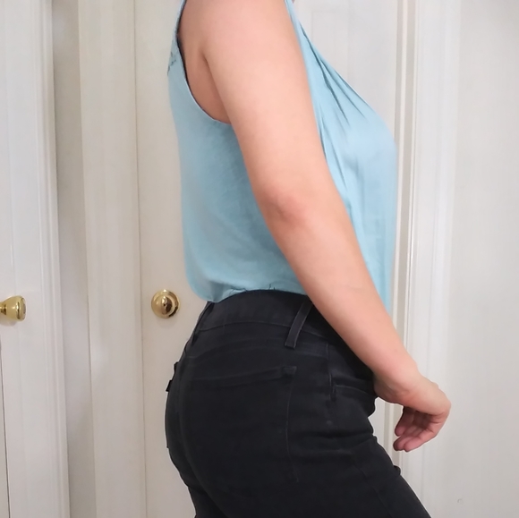 Anthropologie baby blue pleated V neck blouse - Picture 6 of 6